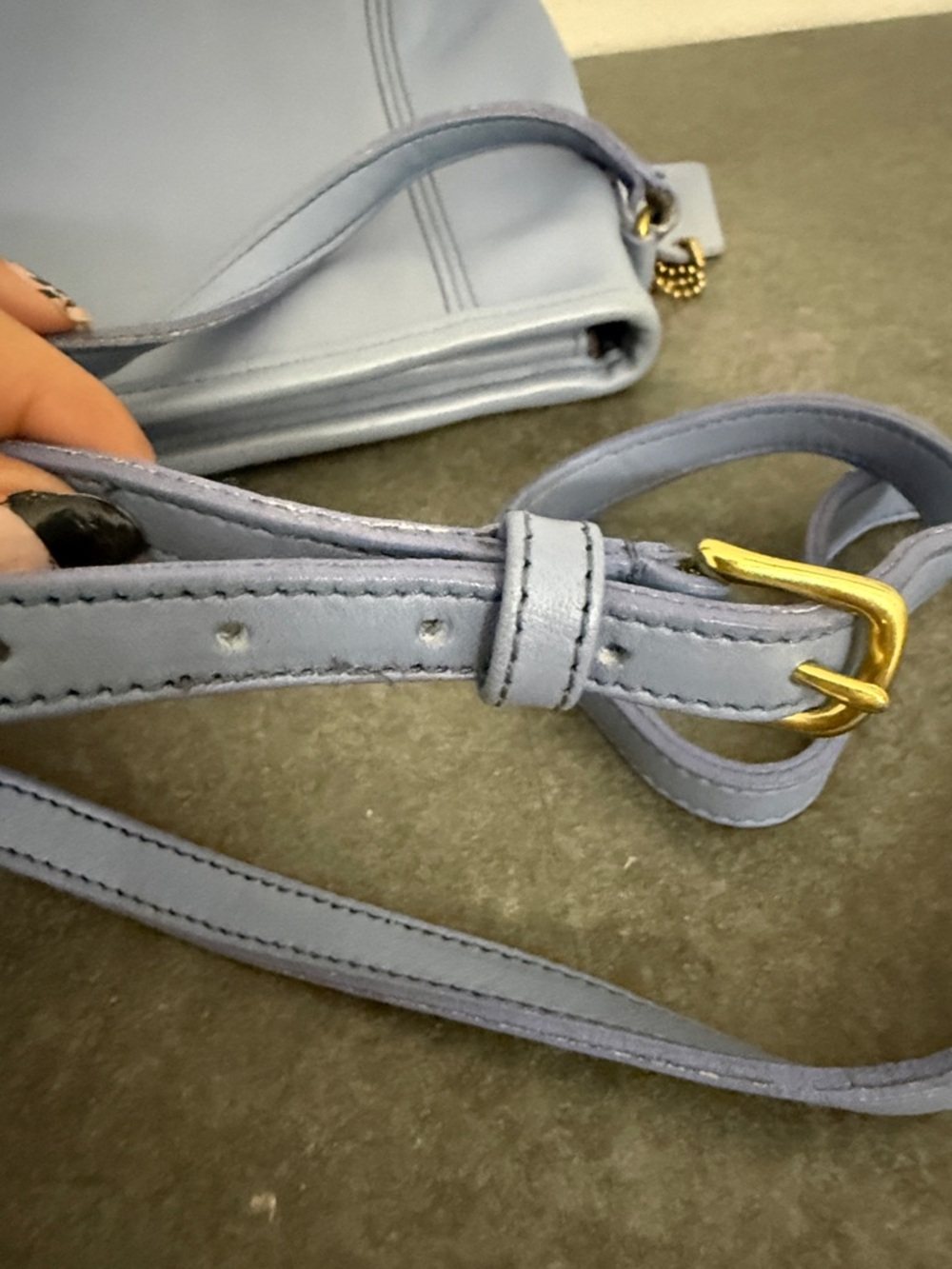 Coach Light Blue Leather framed Crossbody Bag with Gold Hardware - Picture 11 of 13